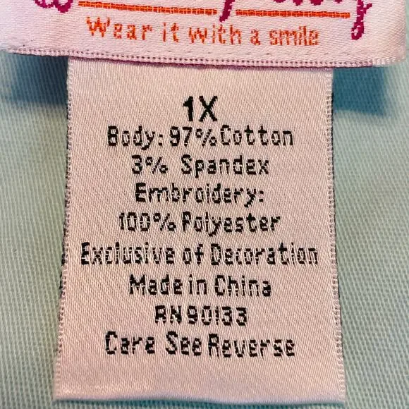 Quacker Factory Aqua Blue Floral Multicolor Embroidery Mock Neck Jacket Women 1X - Picture 11 of 14